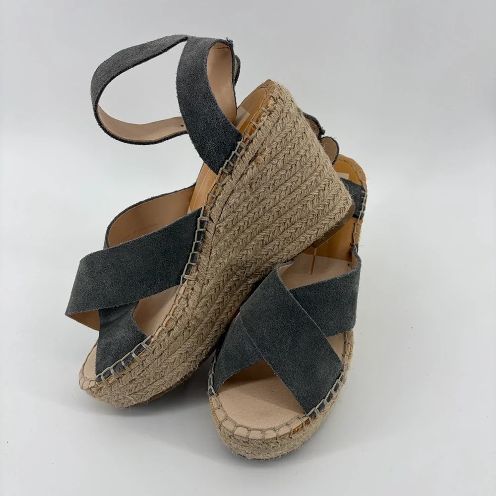 Dolce Vita Carsie Espadrilles Platform Wedge Women's Gray Sandals Size‎ 8